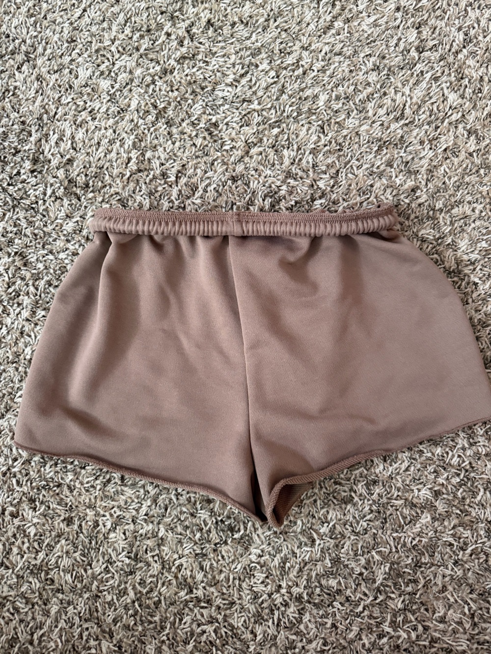 Mauve Brown Ribbed Drawstring Lounge Shorts - Picture 2 of 3